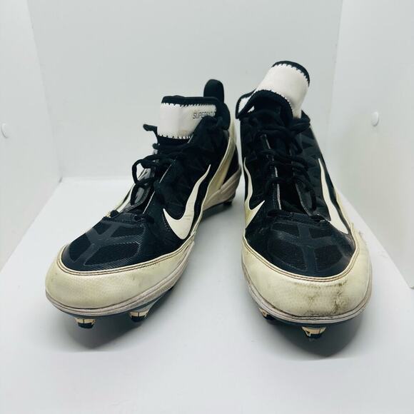 NIKE Men\'s Super Bad Air Black & White Zoom Football Cleats Shoes Size US 13